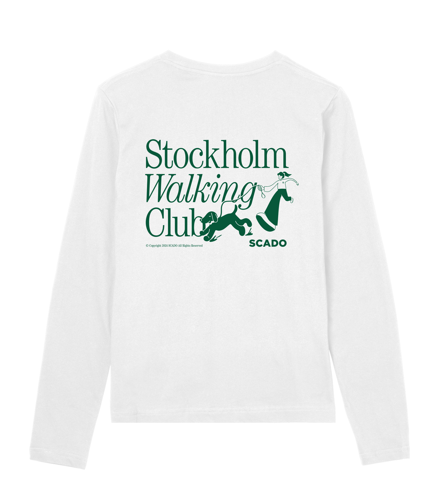 Womens Long Sleeve Tee (White/Green)