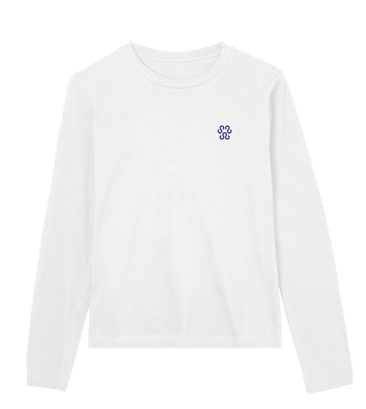 Womens Long Sleeve Tee (White/Blue)